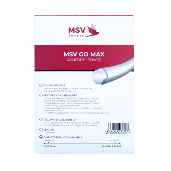 MSV Go Max 1.25mm 12m Czarny - Naciąg Tenisowy