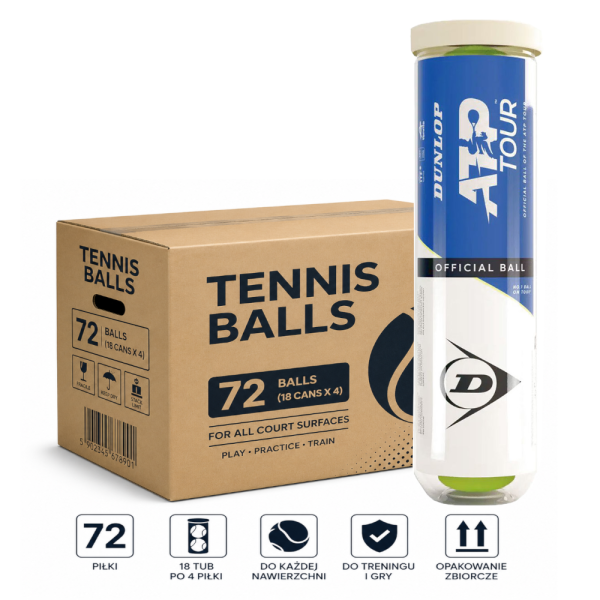 Dunlop ATP Tour Karton 72 Piłki